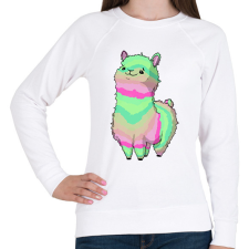 PRINTFASHION Szivárvány alpaca - Női pulóver - Fehér női pulóver, kardigán