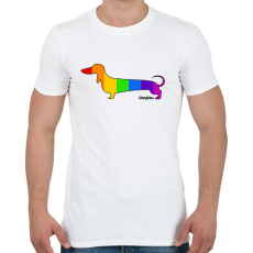 PRINTFASHION Szivárvány testű tacskó - Férfi póló - Fehér