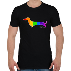 PRINTFASHION Szivárvány testű tacskó - Férfi póló - Fekete