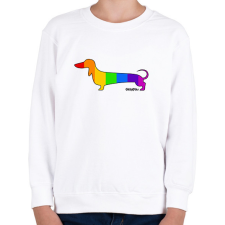 PRINTFASHION Szivárvány testű tacskó - Gyerek pulóver - Fehér gyerek pulóver, kardigán