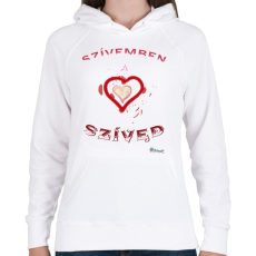 PRINTFASHION Szivben sziv - Női kapucnis pulóver - Fehér