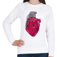 PRINTFASHION Szívgránát - Női pulóver - Fehér női pulóver, kardigán