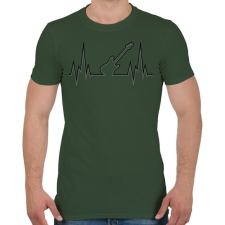 PRINTFASHION Szívritmus gitár - Férfi póló - Katonazöld férfi póló