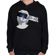 PRINTFASHION Szobor galaxis - Gyerek kapucnis pulóver - Fekete