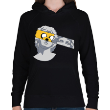 PRINTFASHION Szobor jake - Női kapucnis pulóver - Fekete női pulóver, kardigán