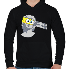 PRINTFASHION Szobor spongyabob - Férfi kapucnis pulóver - Fekete férfi pulóver, kardigán