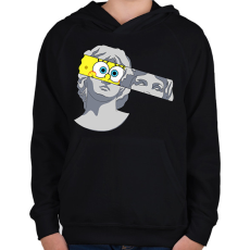 PRINTFASHION Szobor spongyabob - Gyerek kapucnis pulóver - Fekete