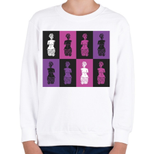 PRINTFASHION Szobrok - Színes - Gyerek pulóver - Fehér gyerek pulóver, kardigán