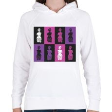 PRINTFASHION Szobrok - Színes - Női kapucnis pulóver - Fehér