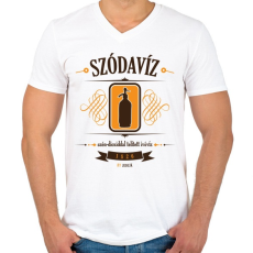 PRINTFASHION szodaviz-brown-orange - Férfi V-nyakú póló - Fehér