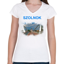 PRINTFASHION Szolnok - Női V-nyakú póló - Fehér női póló