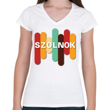 PRINTFASHION Szolnok - Színes - Női V-nyakú póló - Fehér női póló