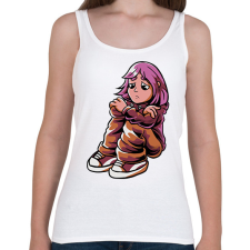 PRINTFASHION Szomorú lány - Női atléta - Fehér női trikó