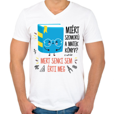 PRINTFASHION Szomorú matek könyv - Férfi V-nyakú póló - Fehér