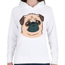 PRINTFASHION Szomorú mopsz - Női kapucnis pulóver - Fehér női pulóver, kardigán