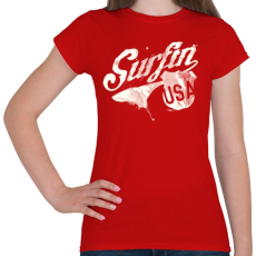 PRINTFASHION Szörf USA - Női póló - Piros