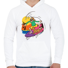 PRINTFASHION Szörfös - Férfi kapucnis pulóver - Fehér férfi pulóver, kardigán
