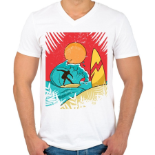PRINTFASHION Szörfös - Férfi V-nyakú póló - Fehér férfi póló