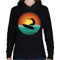 PRINTFASHION Szörfös - Női kapucnis pulóver - Fekete