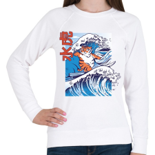 PRINTFASHION Szörfös tigris - Női pulóver - Fehér női pulóver, kardigán