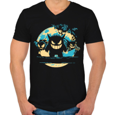 PRINTFASHION Szörnyecskék sötét alaphoz - Férfi V-nyakú póló - Fekete férfi póló