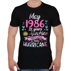 PRINTFASHION Születésnap 1986 Május - Napfény egy kis hurrikánnal! - Férfi póló - Fekete