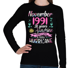 PRINTFASHION Születésnap 1991 November - Napfény egy kis hurrikánnal! - Női hosszú ujjú póló - Fekete női póló