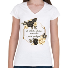 PRINTFASHION Születésnap feleség március PM PF - Női V-nyakú póló - Fehér