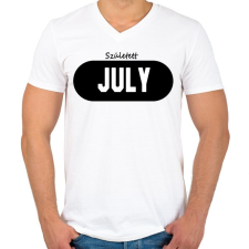 PRINTFASHION Születésnap Július - Férfi V-nyakú póló - Fehér férfi póló