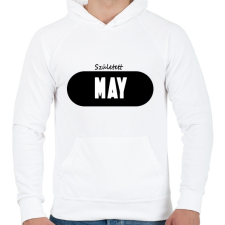PRINTFASHION Születésnap május - Férfi kapucnis pulóver - Fehér férfi pulóver, kardigán