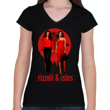 PRINTFASHION Született detektívek (Rizzoli & Isles) - Női V-nyakú póló - Fekete női póló