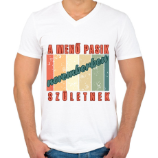 PRINTFASHION Szülinap menő pasi november - Férfi V-nyakú póló - Fehér