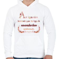 PRINTFASHION szülinap november virágos - Férfi kapucnis pulóver - Fehér férfi pulóver, kardigán