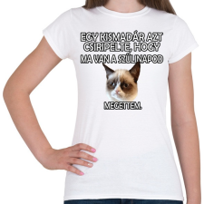 PRINTFASHION Szülinapi Grumpy Cat - Női póló - Fehér női póló