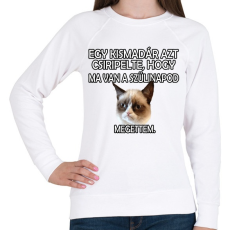 PRINTFASHION Szülinapi Grumpy Cat - Női pulóver - Fehér