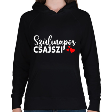 PRINTFASHION Szülinapos Csajszi - Női kapucnis pulóver - Fekete női pulóver, kardigán