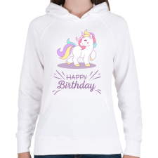 PRINTFASHION Szülinapos egyszarvú - Női kapucnis pulóver - Fehér női pulóver, kardigán