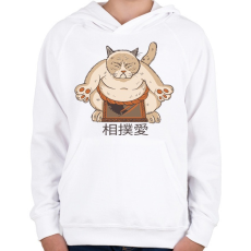 PRINTFASHION Szumós macska - Gyerek kapucnis pulóver - Fehér