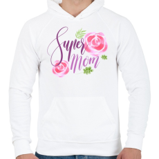 PRINTFASHION Szuper Anya - Férfi kapucnis pulóver - Fehér