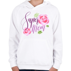 PRINTFASHION Szuper Anya - Gyerek kapucnis pulóver - Fehér