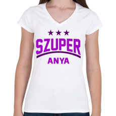 PRINTFASHION Szuper anyák - Női V-nyakú póló - Fehér