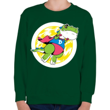 PRINTFASHION Szuper dínó - Gyerek pulóver - Sötétzöld gyerek pulóver, kardigán