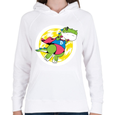 PRINTFASHION Szuper dínó - Női kapucnis pulóver - Fehér női pulóver, kardigán
