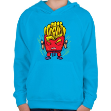 PRINTFASHION Szuper krumpli - Gyerek kapucnis pulóver - Azúrkék gyerek pulóver, kardigán