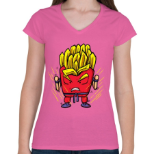 PRINTFASHION Szuper krumpli - Női V-nyakú póló - Rózsaszín női póló