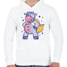 PRINTFASHION Szuper tehén - Férfi kapucnis pulóver - Fehér férfi pulóver, kardigán