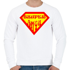 PRINTFASHION Szuperanyu - Férfi pulóver - Fehér férfi pulóver, kardigán