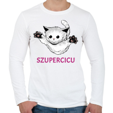 PRINTFASHION SZUPERCICU - Férfi hosszú ujjú póló - Fehér férfi póló
