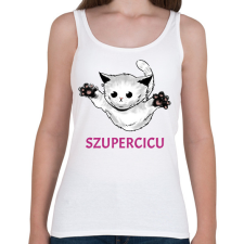 PRINTFASHION SZUPERCICU - Női atléta - Fehér női trikó