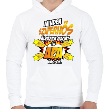 PRINTFASHION Szuperhős apa - Férfi kapucnis pulóver - Fehér férfi pulóver, kardigán